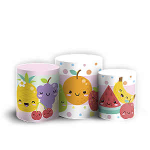 Trio Cilindro Sublimado - Frutas Cute