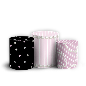 Trio Cilindro Sublimado Vest Facil - Laços Rosa E Preto