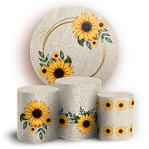 KIT Redondo e Trio Sublimado - Girassol Floral