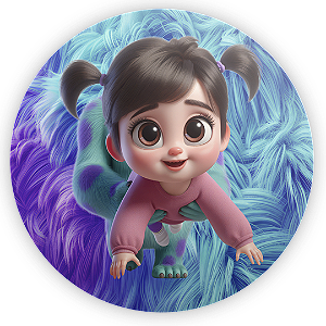 Capa Painel Redondo Sublimado - Monstros Sa