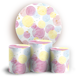 Capas Painel Redondo e Trio Cilindro Sublimado - Bolhas-Aquarela