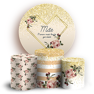 Capas Painel Redondo e Trio Cilindro Sublimado - Dia das Mães