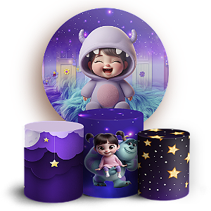 Capas Painel Redondo e Trio Cilindro Sublimado - Monstros-Sa