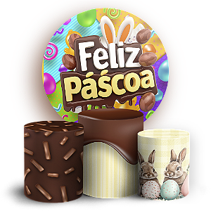 Capas Painel Redondo e Trio Cilindro Sublimado - Pascoa