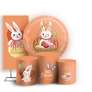 Capas Painel Redondo Trio Cilindro e Faixa Lateral Sublimado - Páscoa