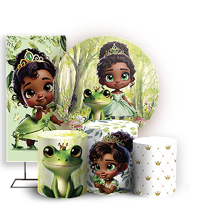 Capas Painel Redondo Trio Cilindro e Faixa Lateral Sublimado - Princesa Tiana