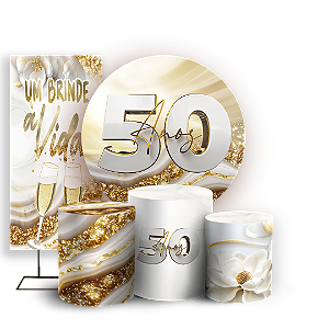 Capas Painel Redondo Trio Cilindro e Faixa Lateral Sublimado - 50 Anos