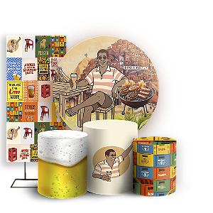 Capas Painel Redondo Trio Cilindro e Faixa Lateral Sublimado - Boteco Zeca