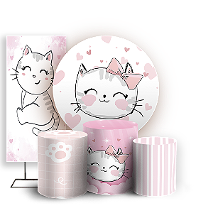 Capas Painel Redondo Trio Cilindro e Faixa Lateral Sublimado - Gatinha