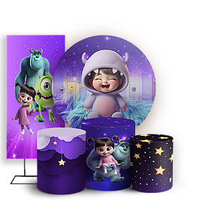 Capas Painel Redondo Trio Cilindro e Faixa Lateral Sublimado - Monstros Sa