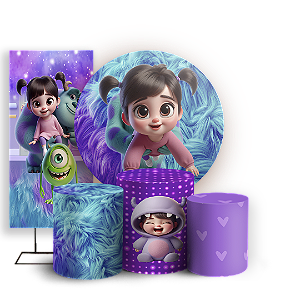 Capas Painel Redondo Trio Cilindro e Faixa Lateral Sublimado - Monstros Sa