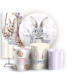 Capas Painel Redondo Trio Cilindro e Faixa Lateral Sublimado - Pascoa