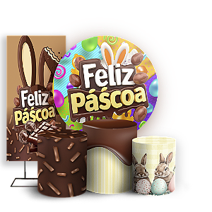 Capas Painel Redondo Trio Cilindro e Faixa Lateral Sublimado - Pascoa