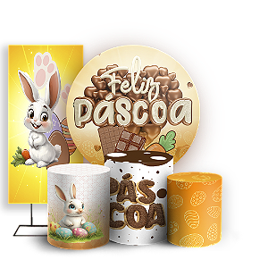 Capas Painel Redondo Trio Cilindro e Faixa Lateral Sublimado - Pascoa