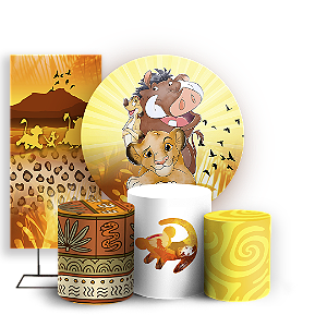 Capas Painel Redondo Trio Cilindro e Faixa Lateral Sublimado - Rei Leão