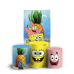 Capas Faixa Lateral e Trio Cilindro Sublimado Vest Facil - Bob Esponja