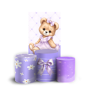 Capas Faixa Lateral e Trio Cilindro Sublimado Vest Facil - Ursinha Lilas