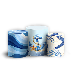 Capas Trio Cilindro Sublimado Vest Facil - Fundo do Mar Conchas