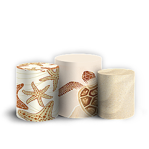 Capas Trio Cilindro Sublimado Vest Facil - Fundo do Mar Conchas