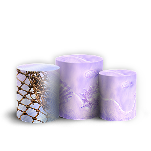 Capas Trio Cilindro Sublimado Vest Facil - Fundo do Mar Conchas