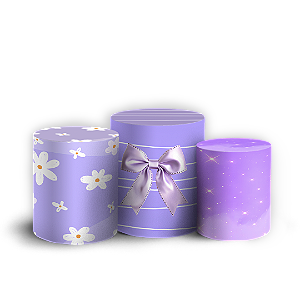 Capas Trio Cilindro Sublimado Vest Facil - Ursinha Lilas