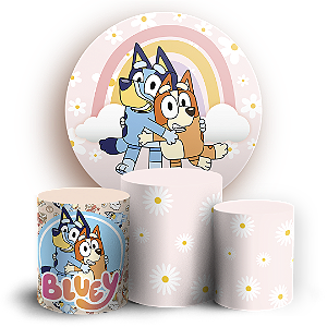 Capas Painel Redondo e Trio Cilindro Sublimado - Bluey
