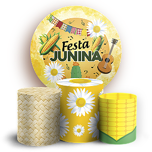 Capas Painel Redondo e Trio Cilindro Sublimado - Festa Junina