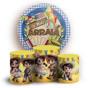 Capas Painel Redondo e Trio Cilindro Sublimado - Festa Junina