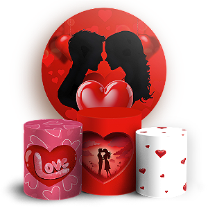 Capas Painel Redondo e Trio Cilindro Sublimado - Dia Dos Namorados