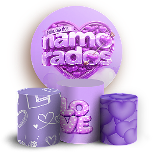 Capas Painel Redondo e Trio Cilindro Sublimado - Dia Dos Namorados