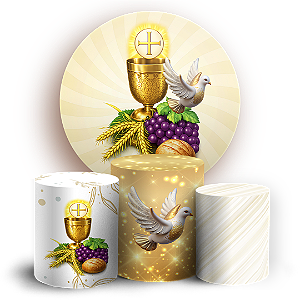 Capas Painel Redondo e Trio Cilindro Sublimado - Eucaristia