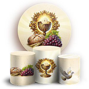 Capas Painel Redondo e Trio Cilindro Sublimado - Eucaristia