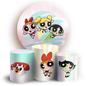 Capas Painel Redondo e Trio Cilindro Sublimado - Meninas Super Poderosas