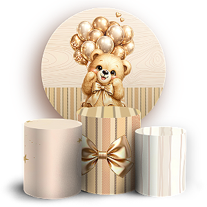 Capas Painel Redondo e Trio Cilindro Sublimado - Ursinha Marrom