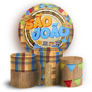 Capas Painel Redondo e Trio Cilindro Sublimado - Festa Junina