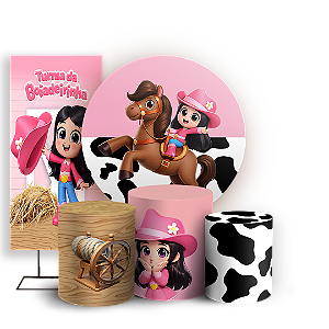 Capas Painel Redondo Trio Cilindro e Faixa Lateral Sublimado - Ana Castela   Turma Da Boiadeirinha