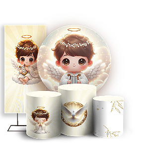 Capas Painel Redondo Trio Cilindro e Faixa Lateral Sublimado - Batizado