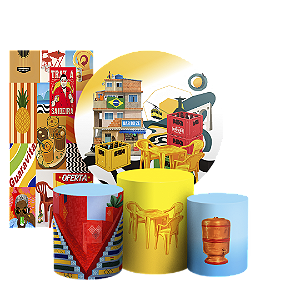 Capas Painel Redondo Trio Cilindro e Faixa Lateral Sublimado - Brasilidade