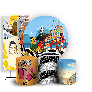 Capas Painel Redondo Trio Cilindro e Faixa Lateral Sublimado - Brasilidade
