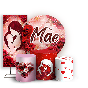 Capas Painel Redondo Trio Cilindro e Faixa Lateral Sublimado - Dia Das Mães