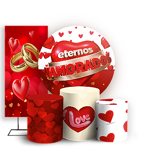 Capas Painel Redondo Trio Cilindro e Faixa Lateral Sublimado - Dia Dos Namorados