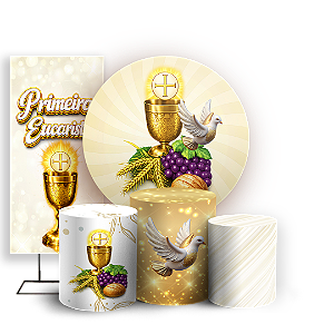 Capas Painel Redondo Trio Cilindro e Faixa Lateral Sublimado - Eucaristia