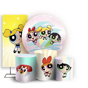 Capas Painel Redondo Trio Cilindro e Faixa Lateral Sublimado - Meninas Super Poderosas