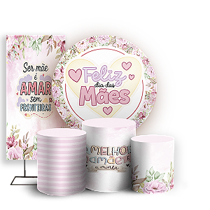 Capas Painel Redondo Trio Cilindro e Faixa Lateral Sublimado - Dias das Mães