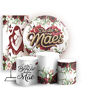 Capas Painel Redondo Trio Cilindro e Faixa Lateral Sublimado - Dias das Mães