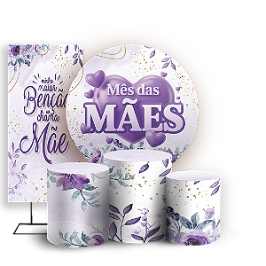Capas Painel Redondo Trio Cilindro e Faixa Lateral Sublimado - Dias das Mães