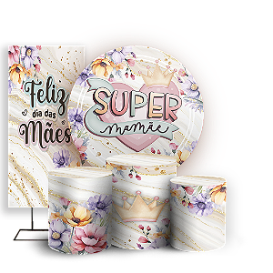 Capas Painel Redondo Trio Cilindro e Faixa Lateral Sublimado - Dias das Mães