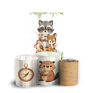 Capas Faixa Lateral e Trio Cilindro Sublimado Vest Facil - Animais Bosque