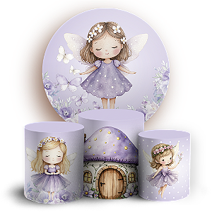 Capas Painel Redondo e Trio Cilindro Sublimado - Fadinha