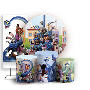 Capas Painel Redondo Trio Cilindro e Faixa Lateral Sublimado - Zootopia